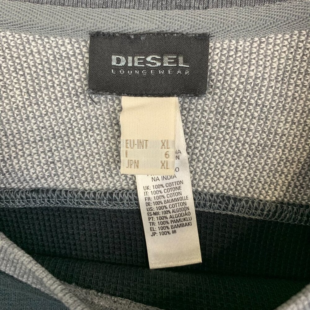 Diesel Loungewear Mens Sweater XL Black Gray Colorblock Crewneck Long Sleeve - Picture 2 of 9